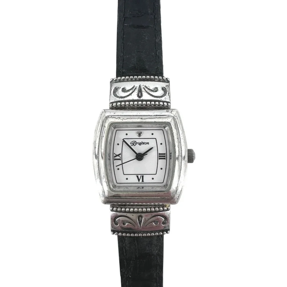 Vintage Brighton Waterford Women Watch Black Croc Leather Band New Battery